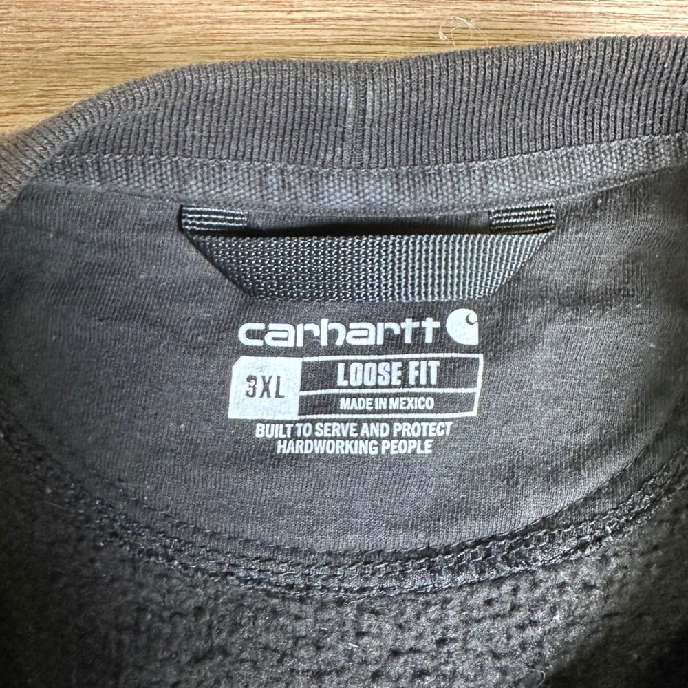 Carhartt Mens 3XL Loose Fit Crewneck Sweatshirt Black Pocket Fleece Heavyweight - Picture 5 of 8